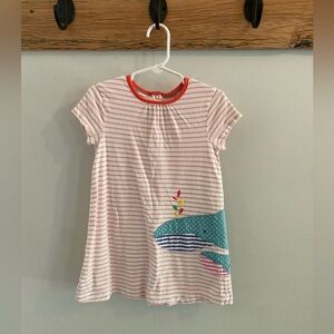 Baby Boden Pink Striped Dress with Whale Design